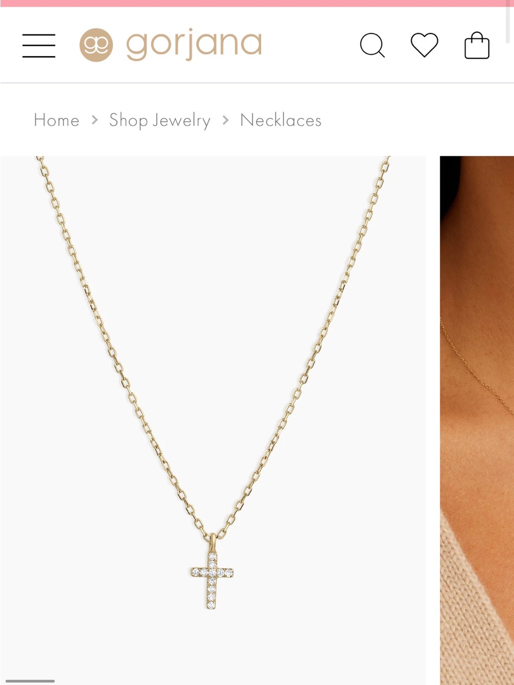 Gorjana Petite Diamond Cross Necklace